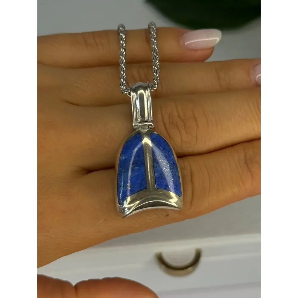 Vintage 925 Sterling Silver Sodalite Necklace Length 20 inch